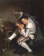Jean Baptiste Greuze the guitar player France oil painting artist